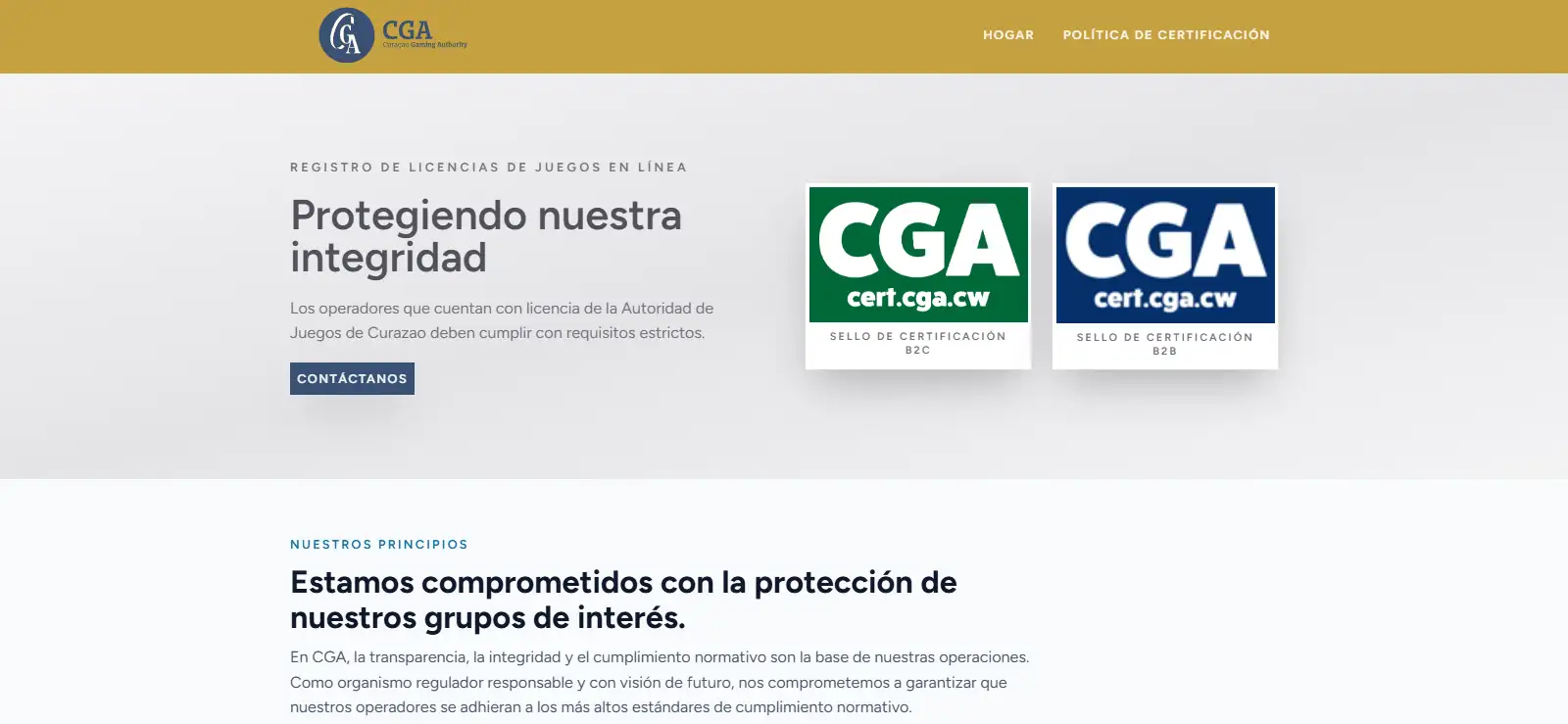 Certificado regulatorio de Roobet en la Curaçao Gaming Authority